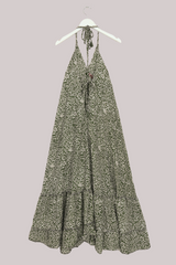 Blossom Halter Maxi Dress - Lush Green Thistles - Free Size M/L by All About Audrey