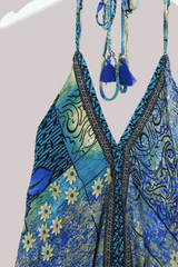 Blossom Halter Maxi Dress - River Blue Floral - Free Size M/L by All About Audrey