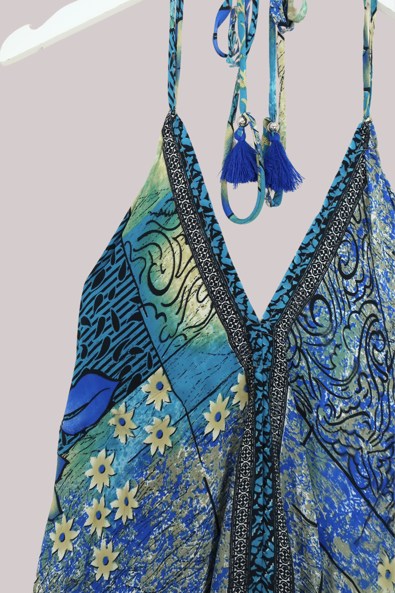 Blossom Halter Maxi Dress - River Blue Floral - Free Size M/L by All About Audrey