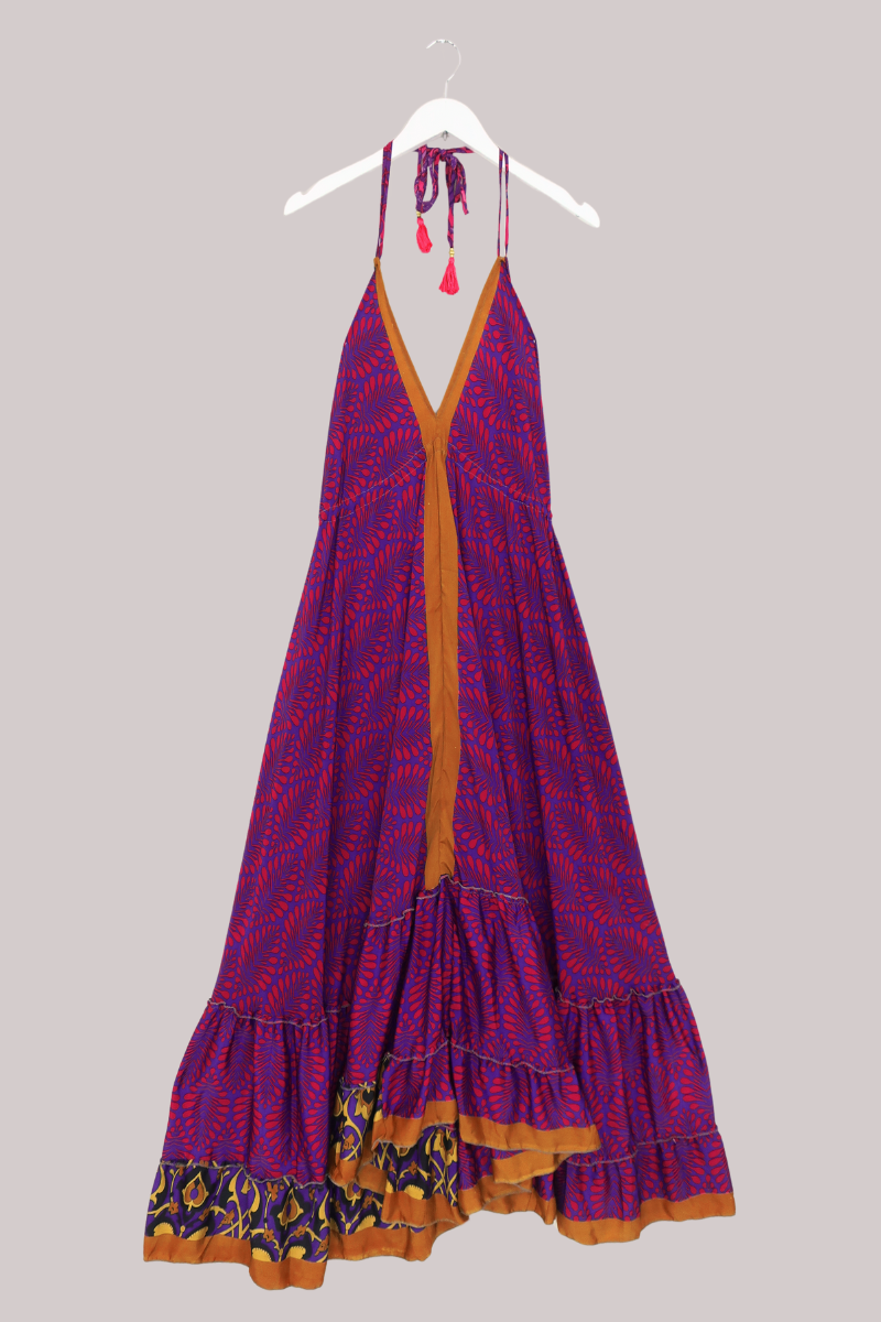 Blossom Halter Maxi Dress - Summer Berry Psychedelic - Free Size XL by All About Audrey
