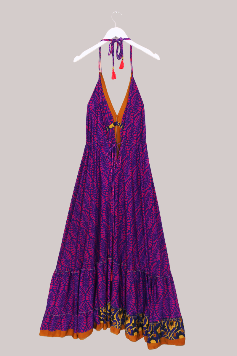 Blossom Halter Maxi Dress - Summer Berry Psychedelic - Free Size XL by All About Audrey