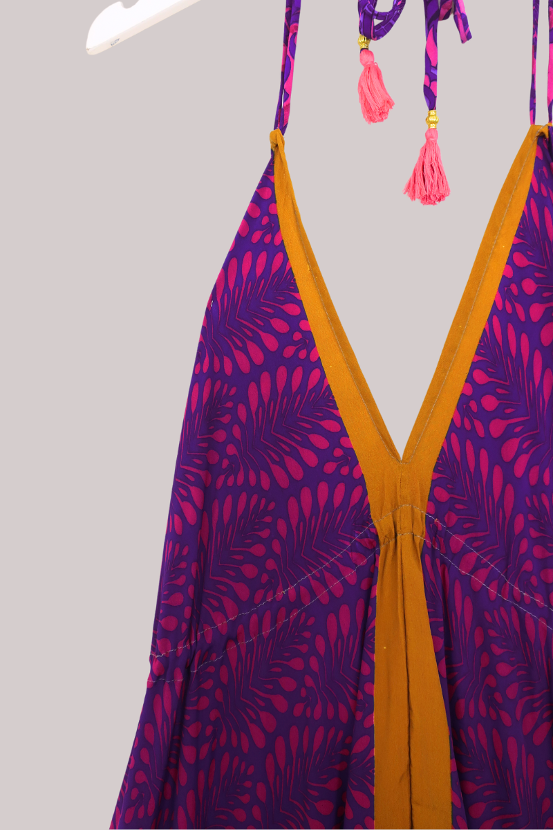 Blossom Halter Maxi Dress - Summer Berry Psychedelic - Free Size XL by All About Audrey