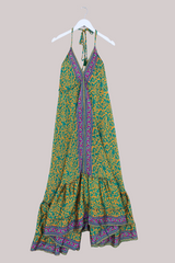 Blossom Halter Maxi Dress - Teal & Sun Swirl - Free Size M/L by All About Audrey