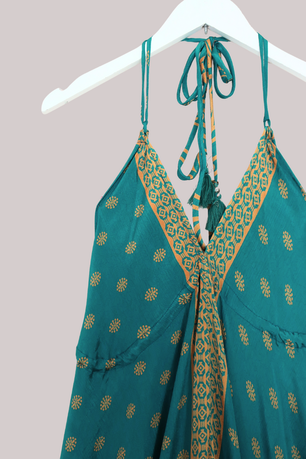 Blossom Halter Maxi Dress - Mermaid Green Mandalas - Free Size M/L by All About Audrey