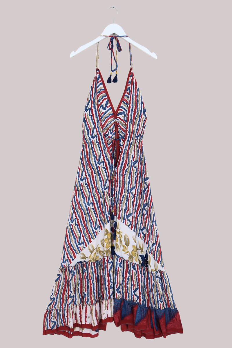Blossom Halter Maxi Dress - Savannah Stripes - Free Size XL by All About Audrey