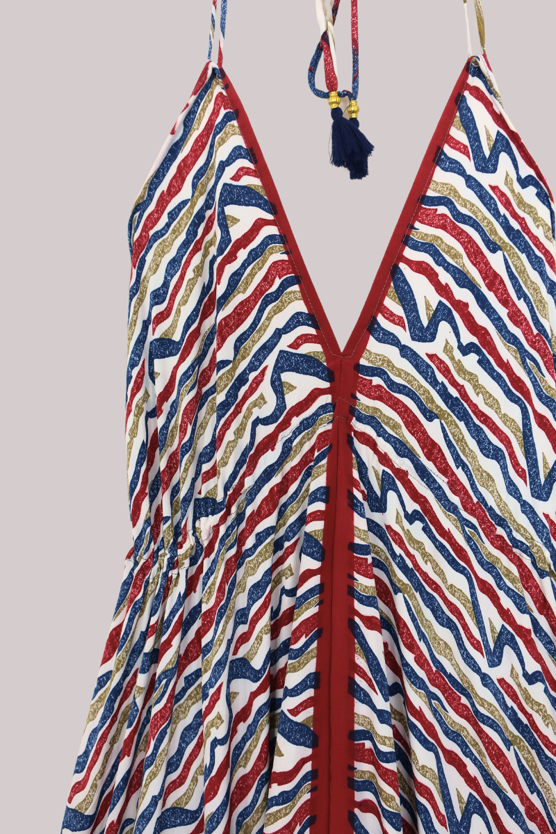 Blossom Halter Maxi Dress - Savannah Stripes - Free Size XL by All About Audrey