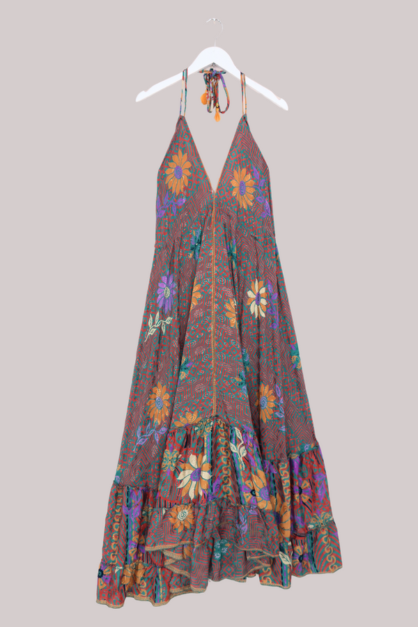 Blossom Halter Maxi Dress - Sun Shower Flower - Free Size XL by All About Audrey