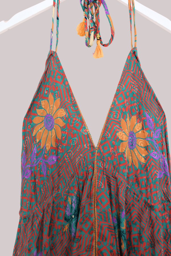 Blossom Halter Maxi Dress - Sun Shower Flower - Free Size XL by All About Audrey