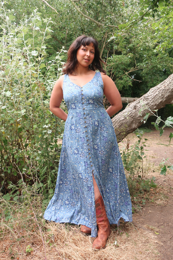 Chloe Maxi Dress in Ocean Blue Hibiscus