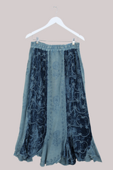 Velvet Handkerchief Midi Skirt in Oceanic - Free Size