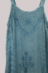 Indian Embroidered Strappy Maxi in Pearl Blue