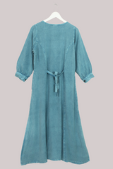 Indian Embroidered Half-Sleeve Maxi in Pearl Blue Floral by All About Audrey