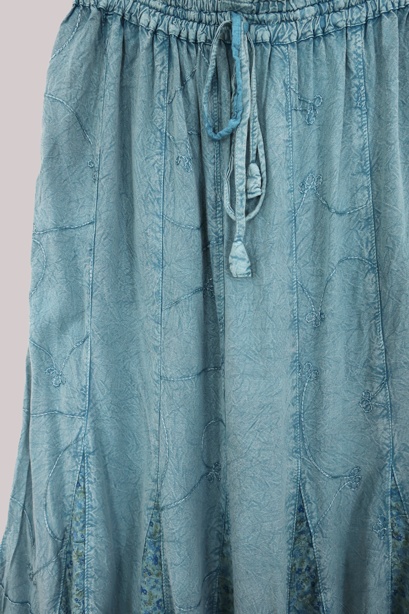 Pixie Maxi Skirt in Pearl Blue Floral - Free Size by All About Audrey