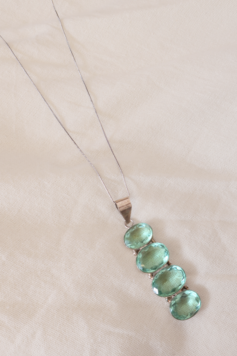 Blue Topaz Droplets Silver Plated Necklace