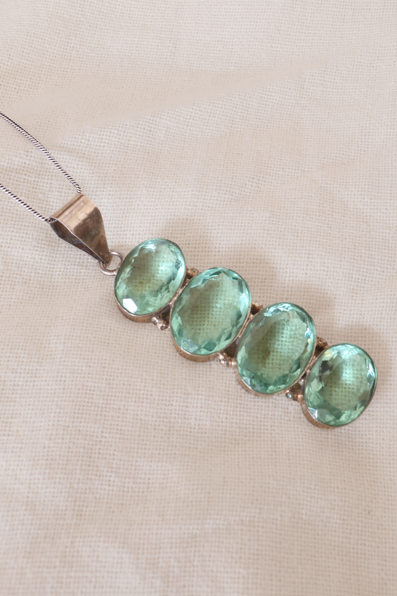 Blue Topaz Droplets Silver Plated Necklace