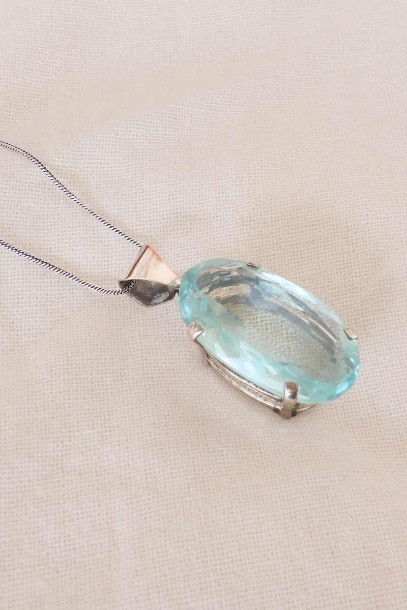 Blue Topaz Silver Plated Necklace