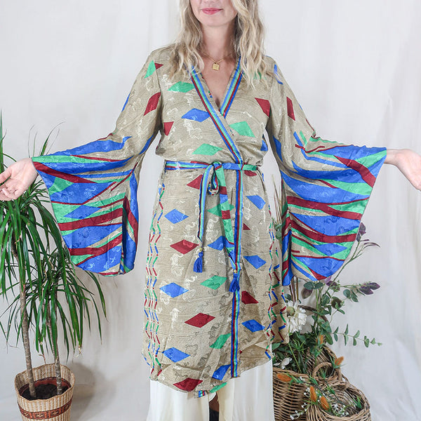 Gemini Kimono | Sandstone Jacquard Paisley | XXL | All About