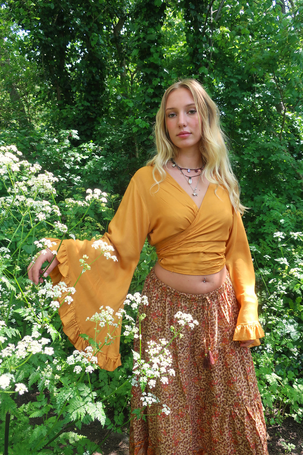 Khroma Venus Wrap Top in Mustard Yellow