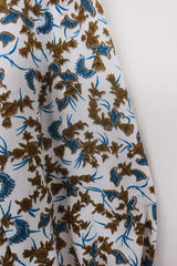 SALE Bonnie Shirt Dress - Cloud White, Teal & Taupe Botanical - Vintage Indian Sari - Size M/L