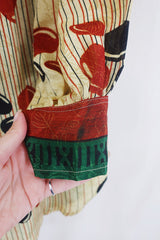 Bonnie Shirt Dress - Wild Green & Earth Paisley - Vintage Indian Sari - Size M/L