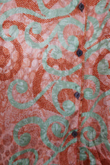Bonnie Shirt Dress - Terracotta & Sea Green Swirls - Vintage Indian Sari - Size M/L