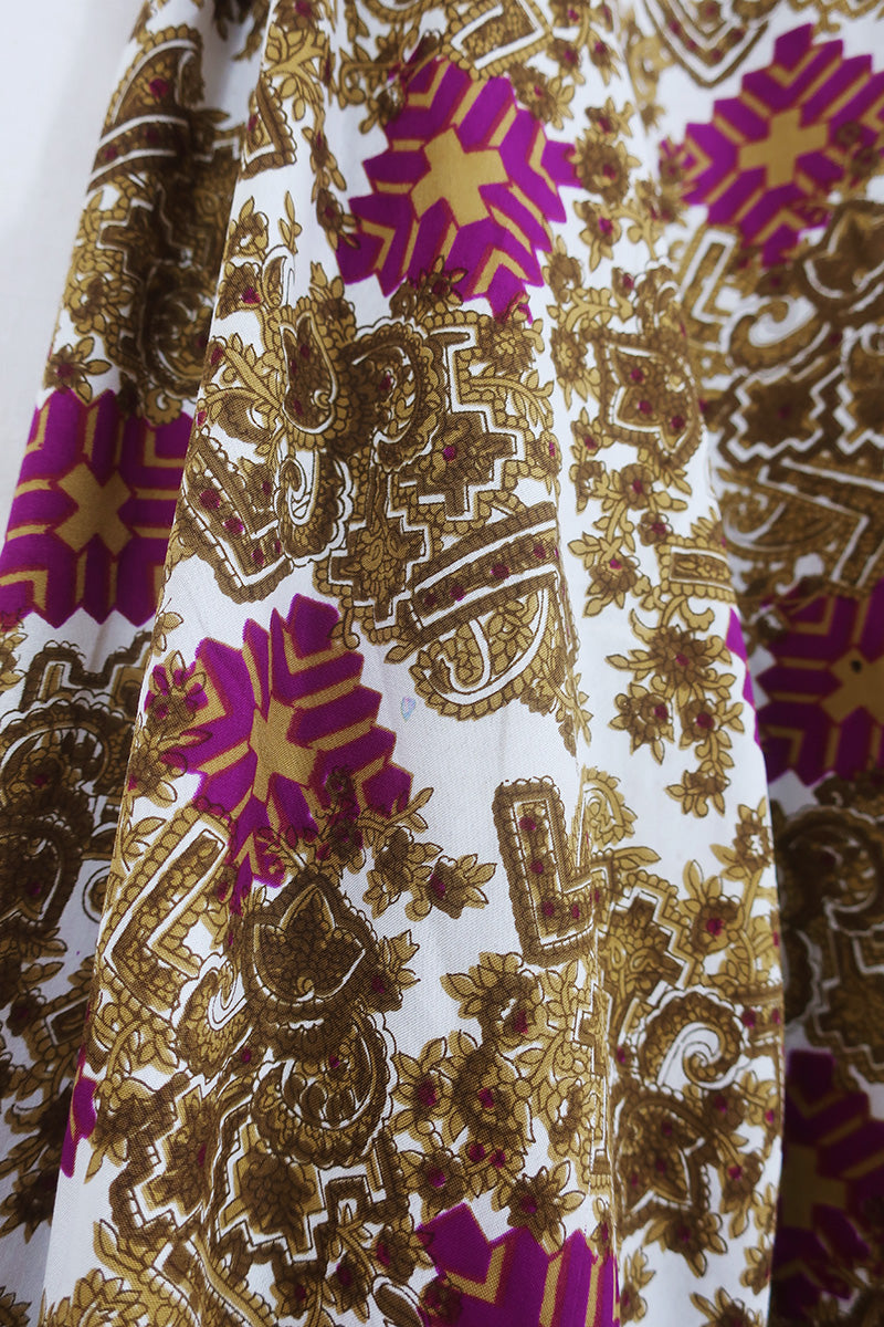 Bonnie Shirt Dress - Regal Gold & Gemstone - Vintage Indian Sari - Size L/XL