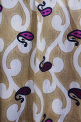 Bonnie Shirt Dress - Psychedelic Fawn & Pink Paisley - Vintage Indian Sari - Size L/XL