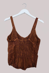 Embroidered Corset Top in Chestnut Brown - Free Size