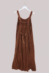 Indian Embroidered Strappy Maxi in Copper Brown