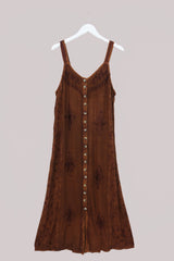 Indian Button-Up Maxi Sundress in Chestnut Brown