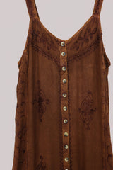Indian Button-Up Maxi Sundress in Chestnut Brown