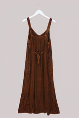 Indian Button-Up Maxi Sundress in Chestnut Brown