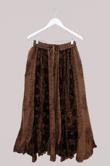 Velvet Handkerchief Midi Skirt in Chestnut Brown - Free Size