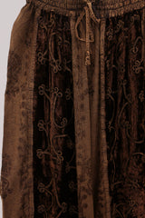 Velvet Handkerchief Midi Skirt in Chestnut Brown - Free Size