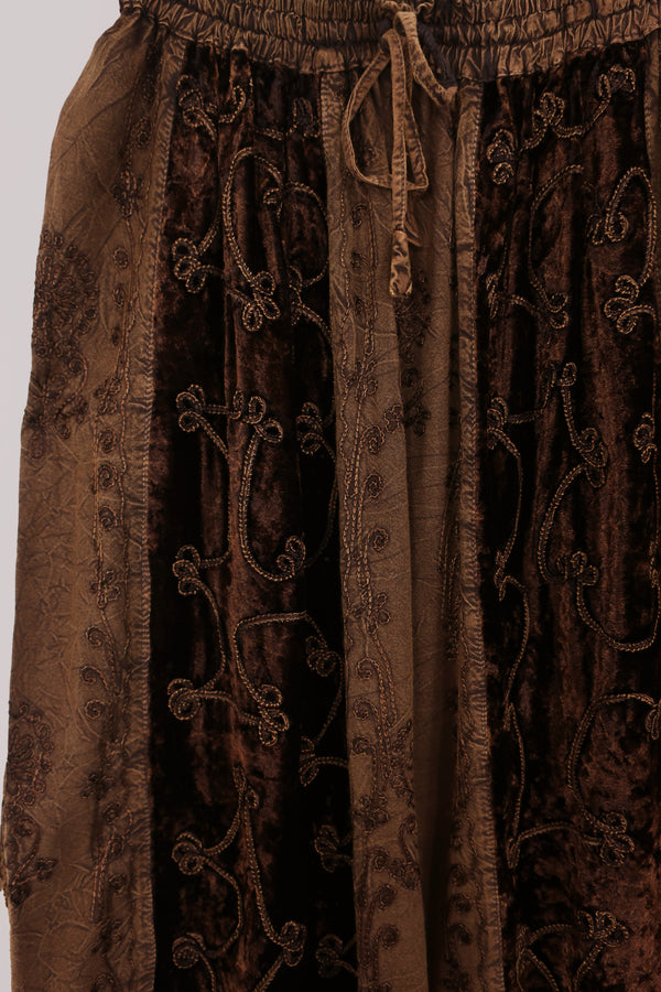 Velvet Handkerchief Midi Skirt in Hazelnut Brown - Free Size