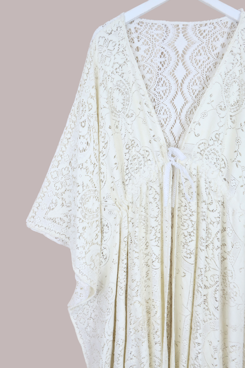 Carlotta Butterfly Robe in Priscilla White Lace - Free Size