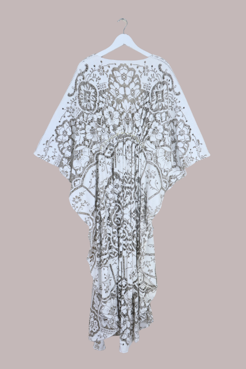 Carlotta Butterfly Robe in Taupe & White Lace - Free Size