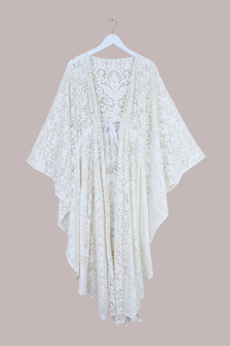 Carlotta Butterfly Robe in Florida White Lace - Free Size