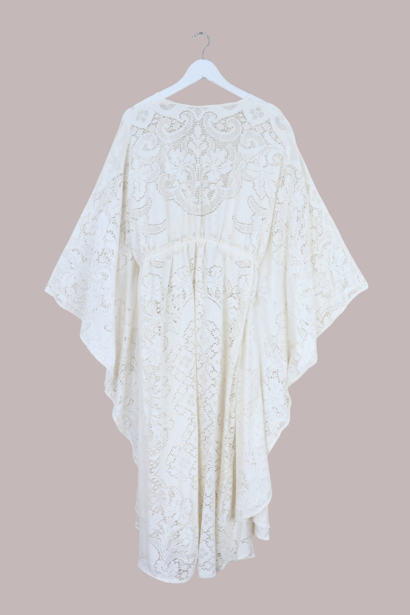 Carlotta Butterfly Robe in Alaska White Lace - Free Size