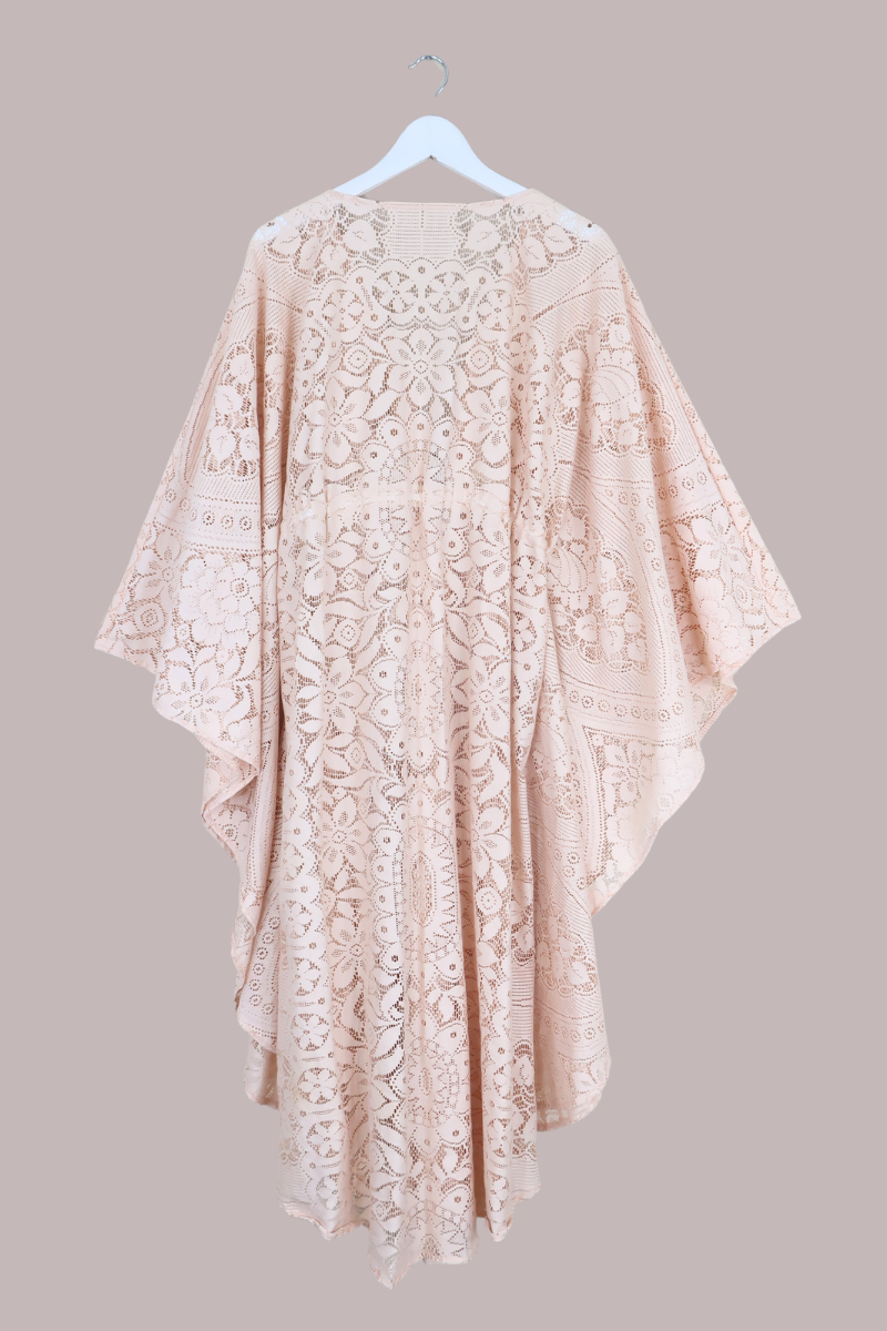 Carlotta Butterfly Robe in Georgia Peach Lace - Free Size