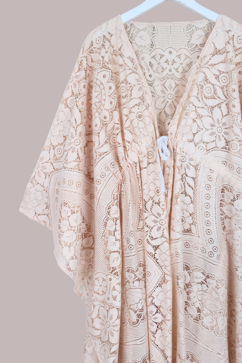 Carlotta Butterfly Robe in Georgia Peach Lace - Free Size