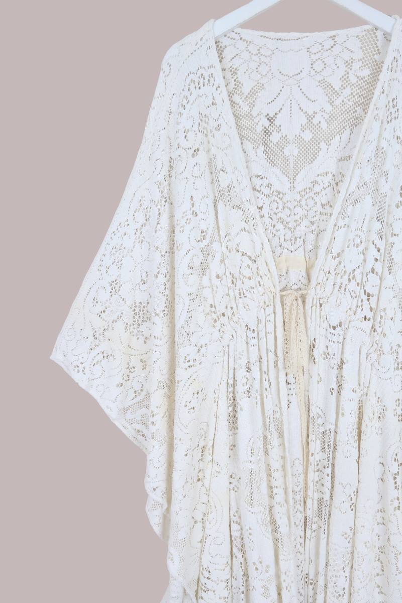 Carlotta Butterfly Robe in Carolina White Lace - Free Size