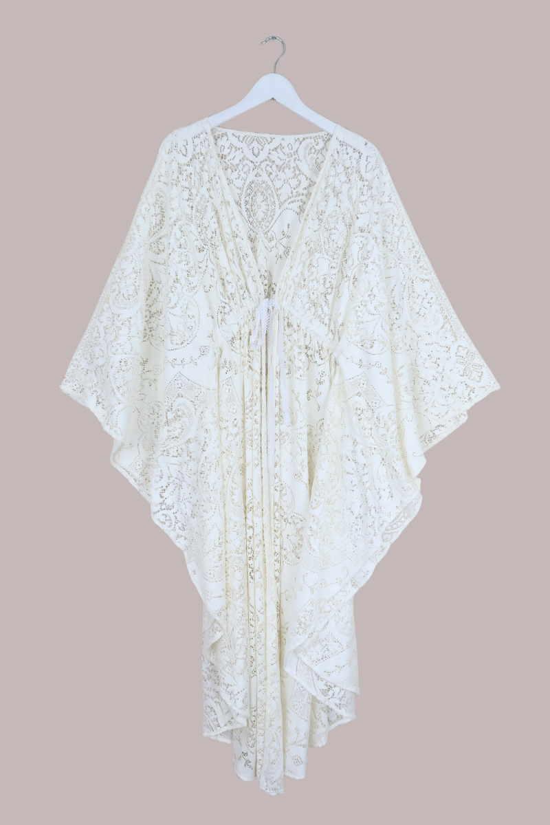 Carlotta Butterfly Robe in Blanc White Lace - Free Size