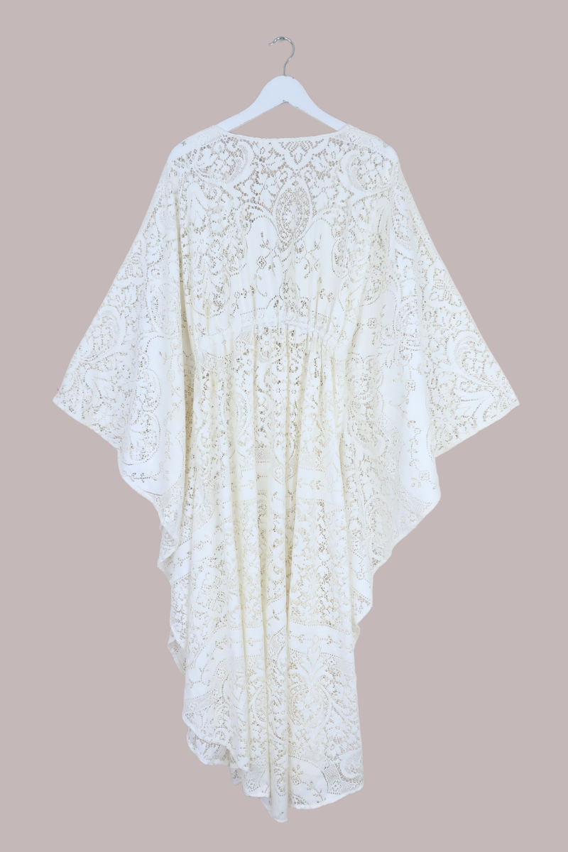 Carlotta Butterfly Robe in Blanc White Lace - Free Size