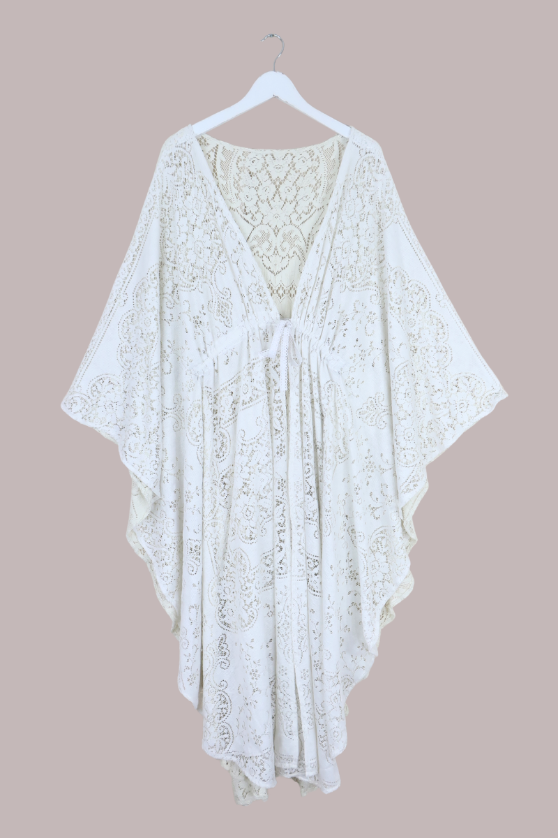 Carlotta Butterfly Robe in Nymph White Lace - Free Size