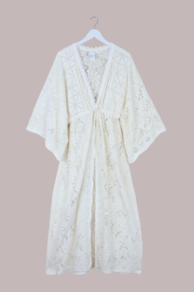 Ramona Robe in Curtain White Lace - Free Size