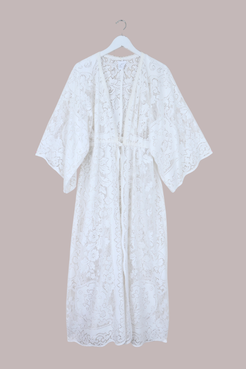 Ramona Robe in White Rose Lace - Free Size