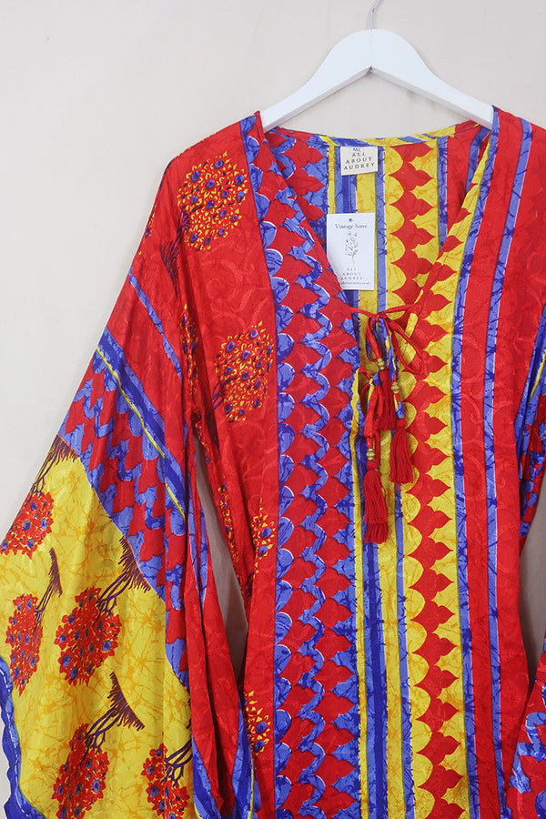 Cassandra Maxi Kaftan - Moldova Tree Print - Vintage Sari - Size M/L by All About Audrey