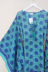 Cassandra Maxi Kaftan - Lapis & Lagoon - Vintage Sari - Size M/L by All About Audrey