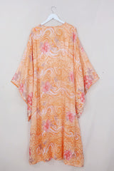 Cassandra Maxi Kaftan - Peachy Dream - Vintage Sari - Size M/L by All About Audrey